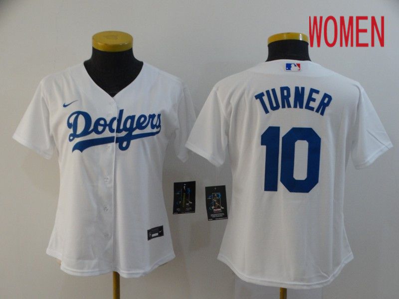 Women Los Angeles Dodgers #10 Turner White Nike Game MLB Jerseys